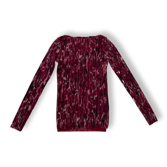 Fuzzi Burgundy Mesh Long Sleeve Top Size XS / CLOFA - Picture 2 of 3
